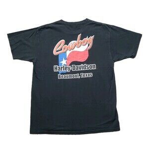 Vintage 90s Harley Davidson Texas Cowboy Sz XL USA Made Mens 2 Sided Black Shirt